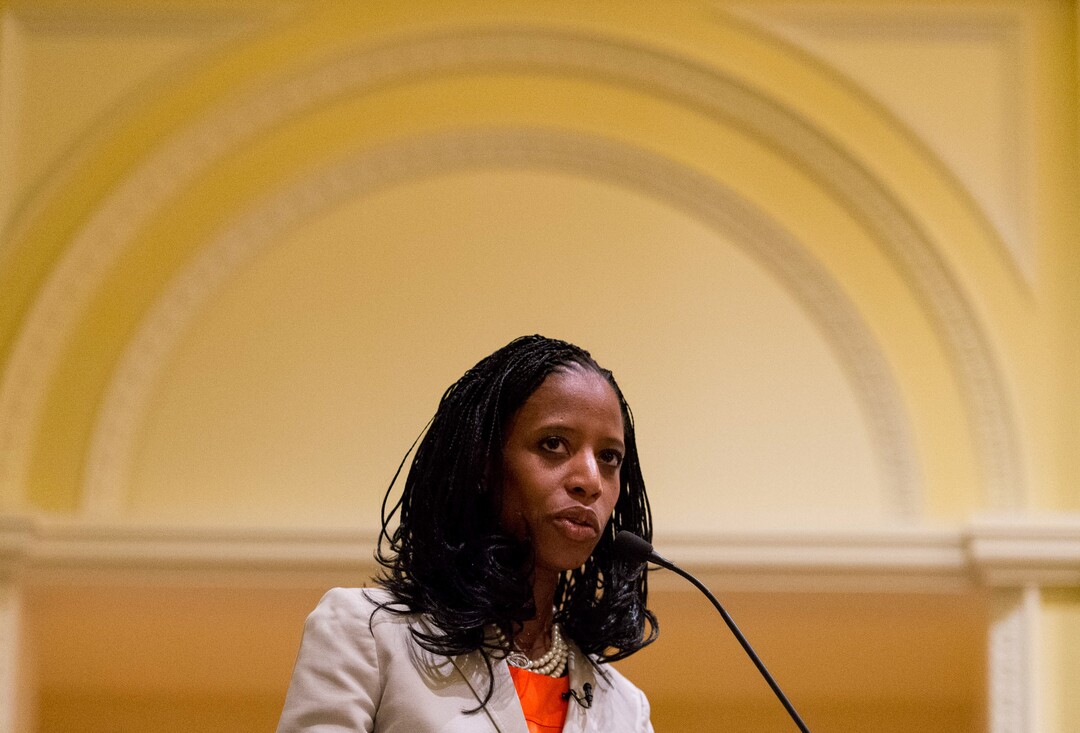 (Trent Nelson | The Salt Lake Tribune) Utah 4th Congressional District Candidate Mia Love speaks during her debate with opponent Doug Owens at the annual Utah Taxes Now Conference at the Grand America Hotel in Salt Lake City, Tuesday, May 20, 2014.