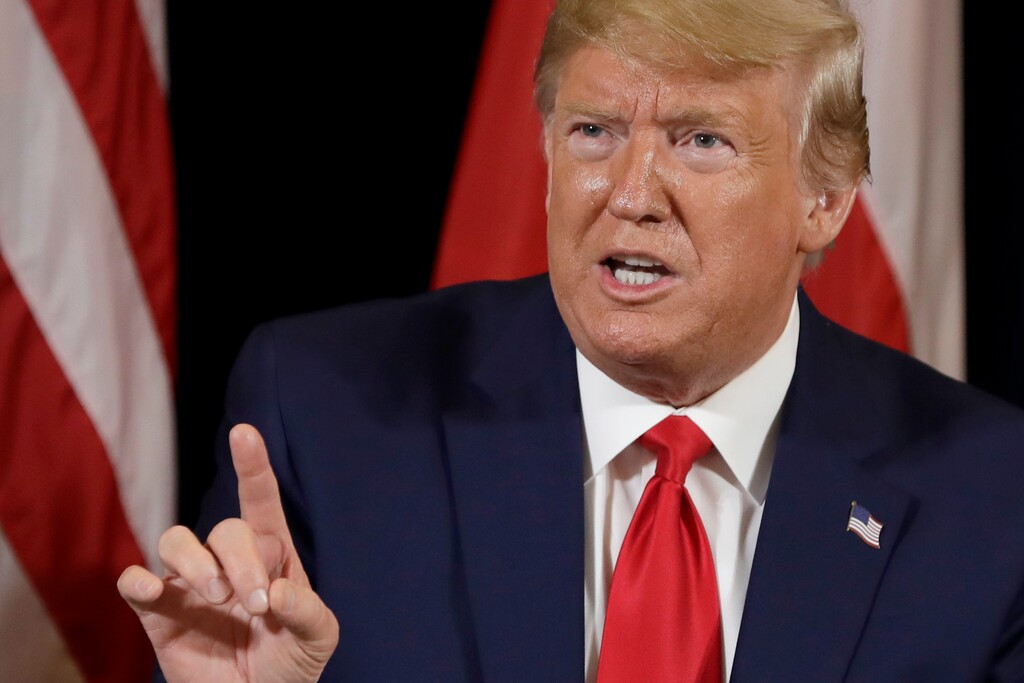 (Evan Vucci | AP Photo) President Donald Trump speaks as he meets with Polish President Andrzej Duda at the InterContinental Barclay hotel during the United Nations General Assembly, Monday, Sept. 23, 2019, in New York.