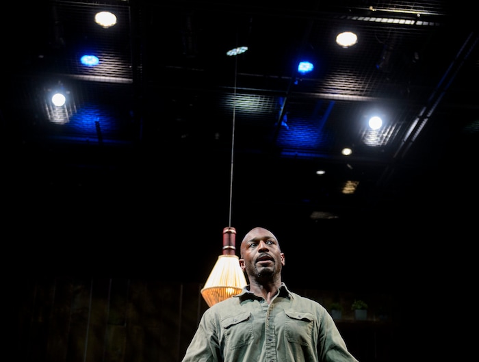 (Steve Griffin  |  The Salt Lake Tribune)  Corey Jones as Tate, during the last preview rehearsal of Neil LaBute's "How to Fight Loneliness," making its world premiere at the Utah Shakespeare Festival's Anes Theater on the SUU campus in Cedar City.