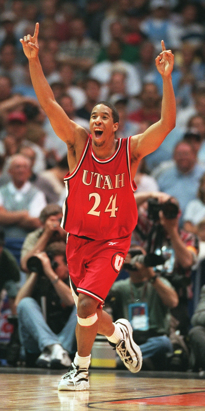 (Steve Griffin  |  Tribune file photo) Utah's Andre Miller runs up the court after the Utes defeated North Carolina in the 1998 Final Four at the Alamodome in San Antonio, Texas.