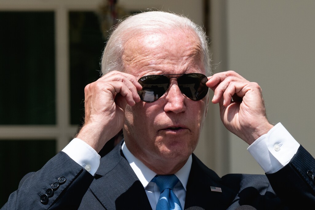 (Cheriss May/The New York Times)

President Joe Biden in the White House Rose Garden on July 27.