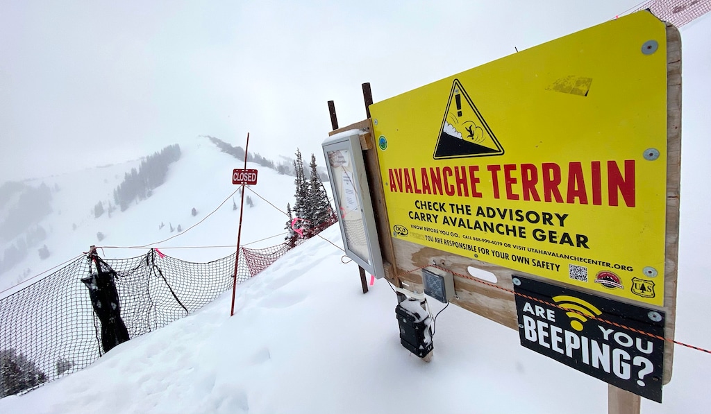 (Rick Egan | The Salt Lake Tribune)  The exit gate on the ridge above the Ninety-Nine 90 lift at Park City Mountain Resort has been closed since two men died in January in avalanches in the adjacent unmaintained backcountry areas after leaving the resort through that point.Wednesday, Feb. 24, 2021.