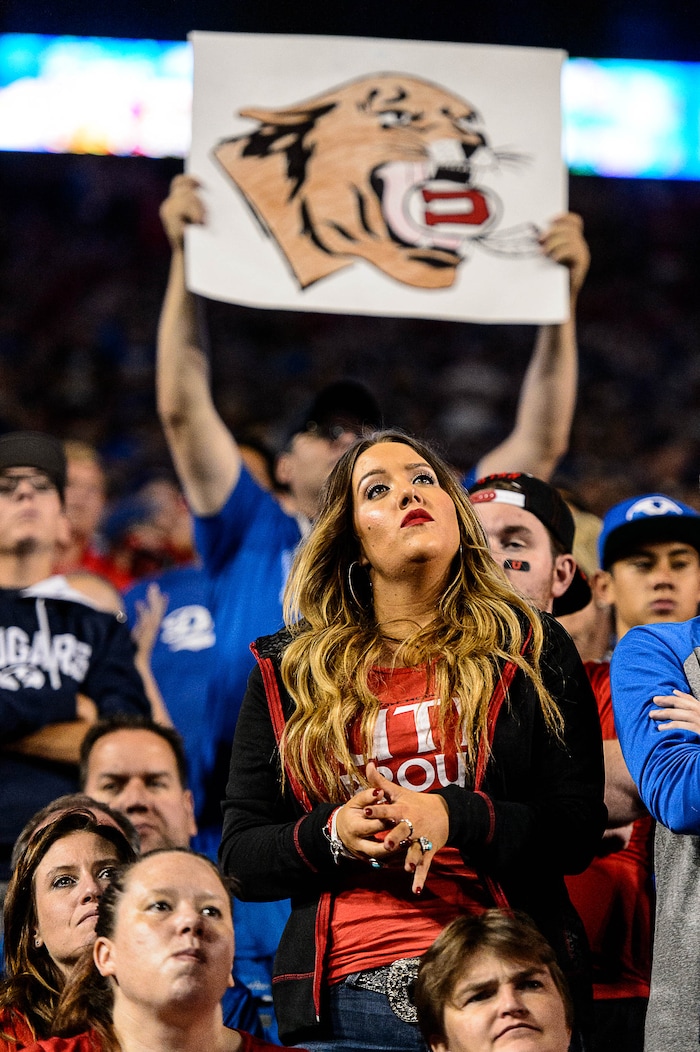 (Trent Nelson | The Salt Lake Tribune)  Fans as BYU hosts Utah, NCAA football in Provo, Saturday September 9, 2017.