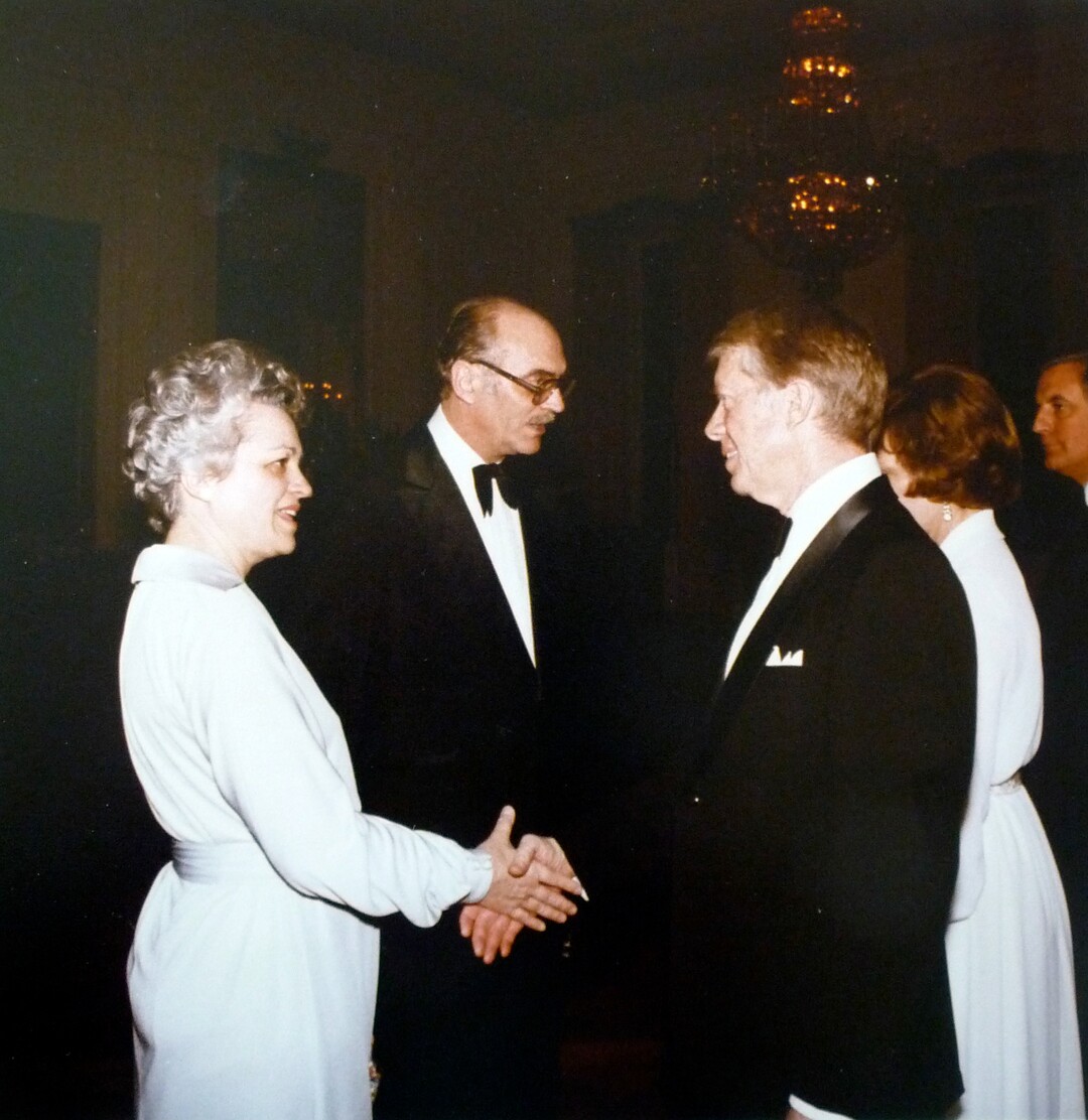 (photo courtesy Ron Fox) Norma Matheson shakes hands with President Jimmy Carter.