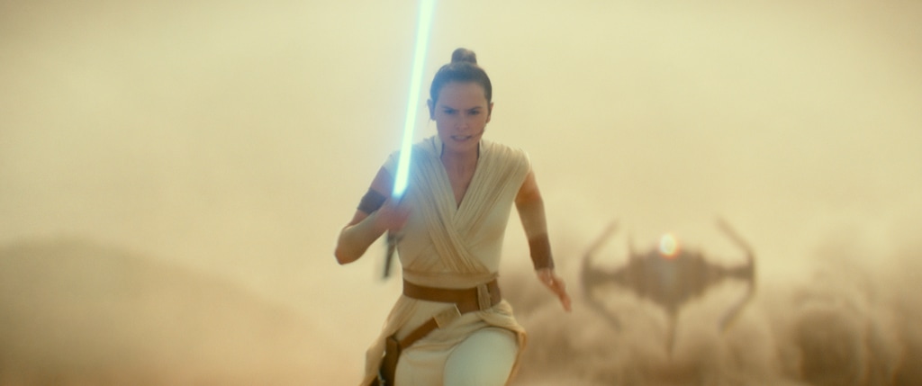 (Lucasfilm Ltd. via AP) This image released by Lucasfilm Ltd. shows Daisy Ridley as Rey in a scene from "Star Wars: Episode IX."