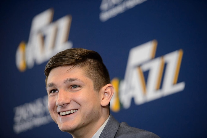 (Trent Nelson | The Salt Lake Tribune)
The Utah Jazz introduce their top draft pick Grayson Allen in Salt Lake City, Wednesday June 27, 2018.