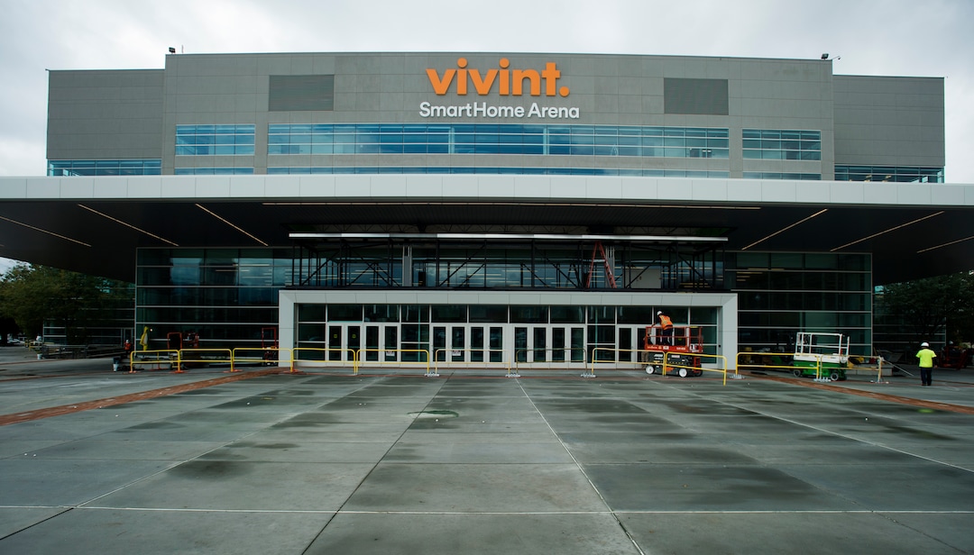 (Rick Egan  |  The Salt Lake Tribune)  The new atrium entrance in the Vivint Smart Home Arena, Friday, September 15, 2017.