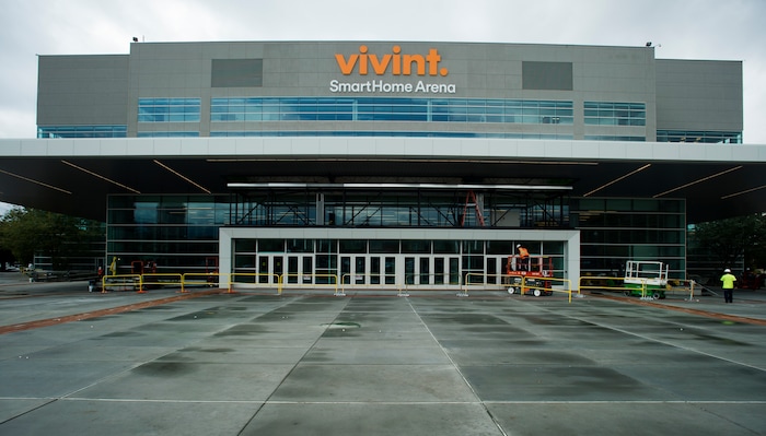 (Rick Egan  |  The Salt Lake Tribune)  The new atrium entrance in the Vivint Smart Home Arena, Friday, September 15, 2017.


