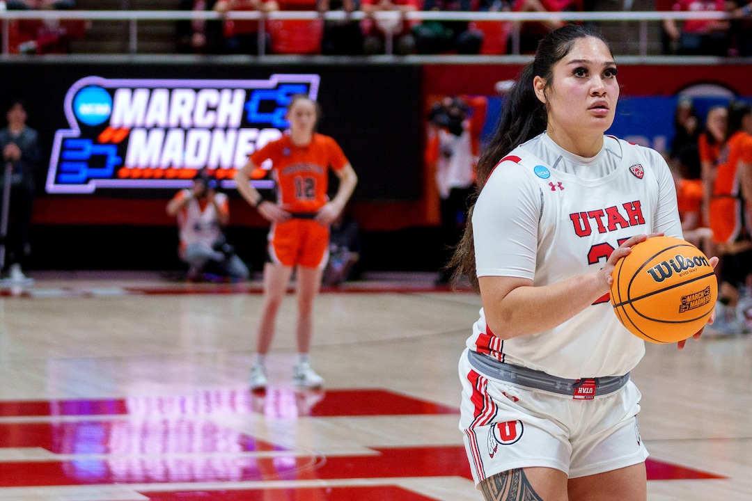 (Trent Nelson  |  The Salt Lake Tribune) Utah Utes forward Alissa Pili (35) as Utah hosts Princeton, NCAA basketball in Salt Lake City on Sunday, March 19, 2023.