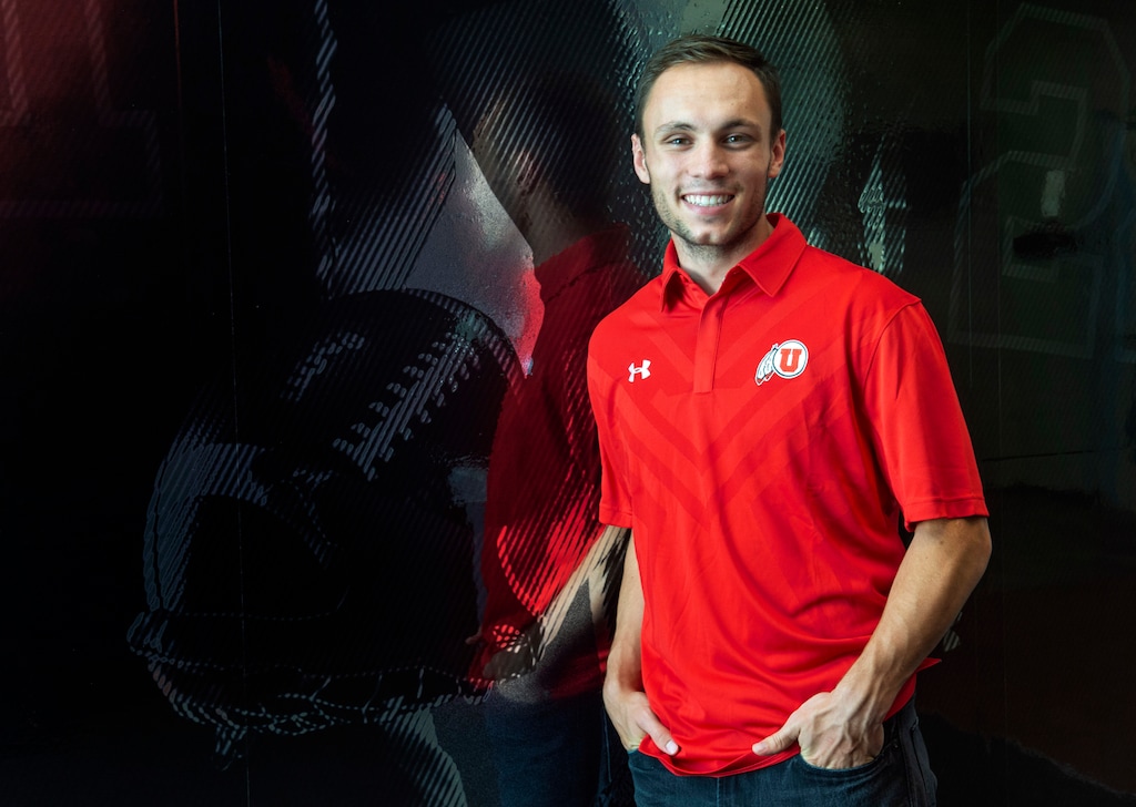 (Rick Egan  |  The Salt Lake Tribune)    Ute receiver Britain Covey is nearing the end of his rehabilitation from knee surgery and preparing for the 2019 season. Thursday, July 18, 2019.