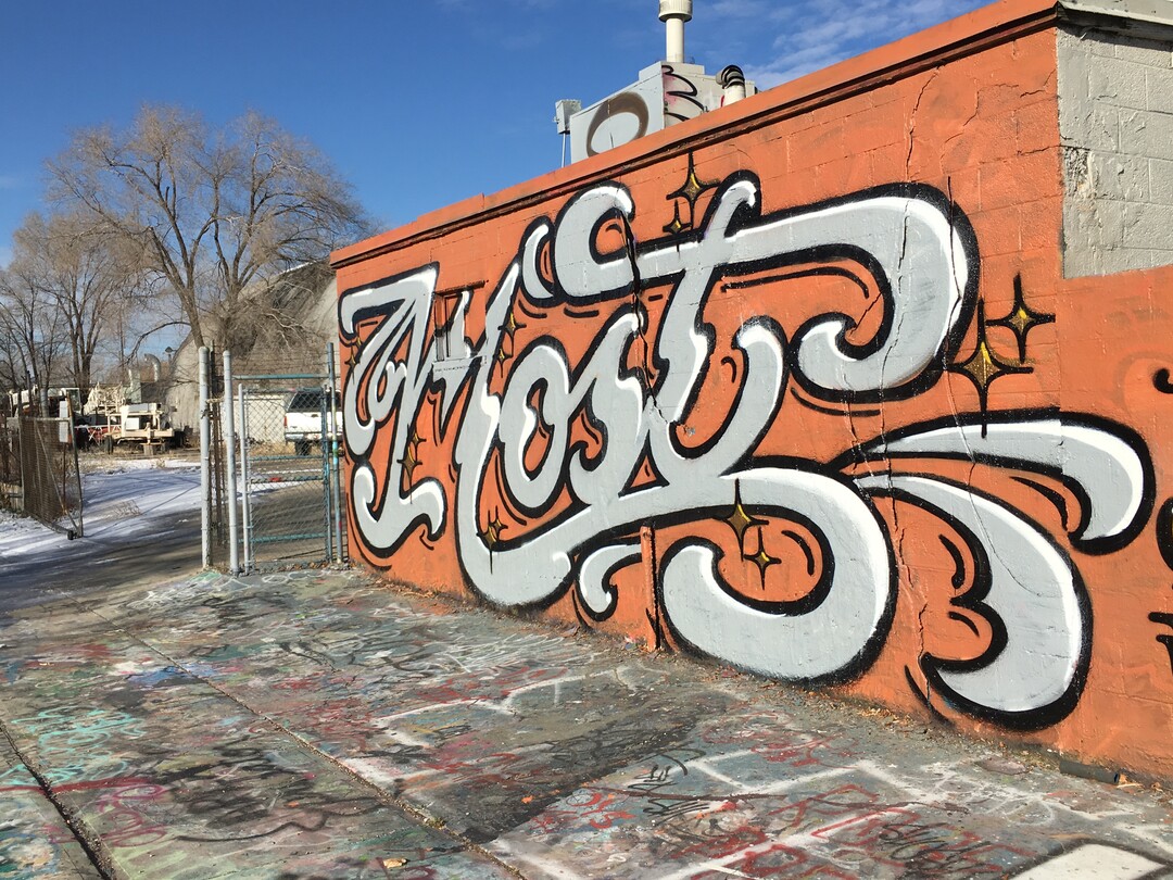A graffiti tribute to Joey Kirk, who was killed by a TRAX train in November 2017, appears on the wall of a building on the corner of 700 West and Genesee Ave. in Salt Lake City.
