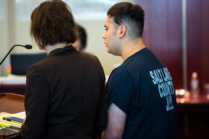 (Chris Detrick  |  The Salt Lake Tribune) Abraham Miranda appears in court at the Scott M. Matheson Courthouse Thursday, October 12, 2017. Abraham Miranda, of Salt Lake City, was charged in 3rd District Court with two second-degree felony counts of manslaughter and one count of class A misdemeanor reckless endangerment in connection with the February crash.
