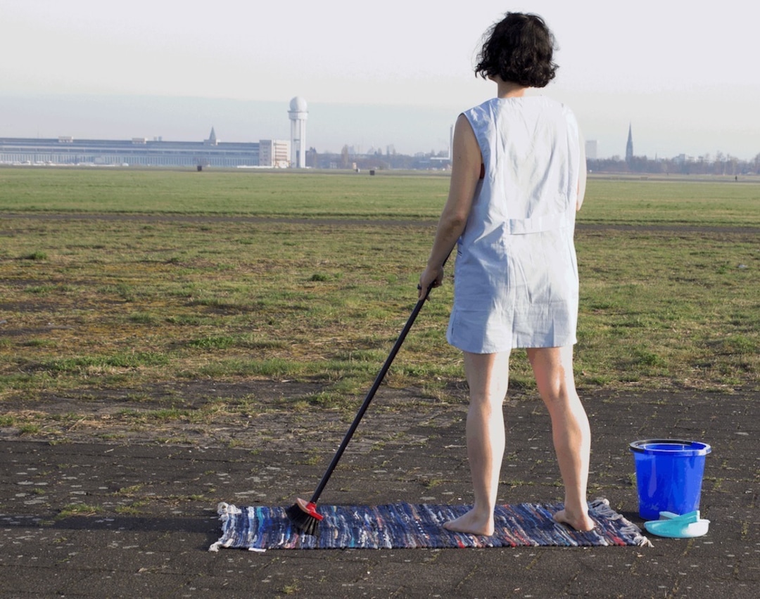 (Photo courtesy of Michelle Standley) Performance artist Michelle Standley during the first performance of her work "4.5 Hours," on the grounds of Berlin's Tempelhof Airport on April 1, 2017. Standley will perform "4.5 Hours" again on Oct. 6, 2019, on the south edge of Salt Lake City's Temple Square.