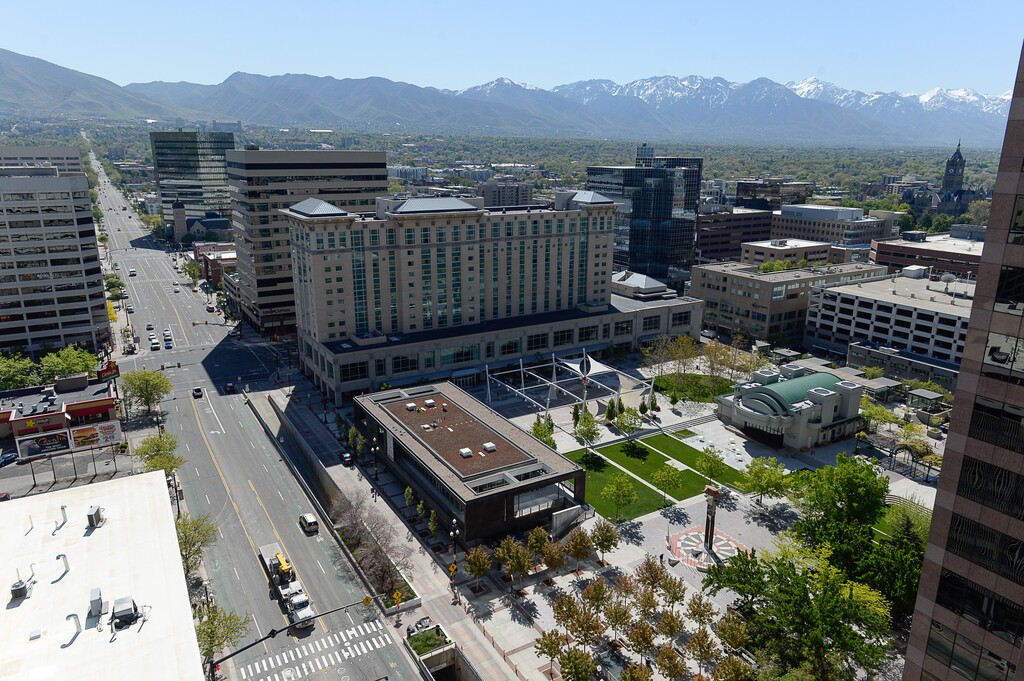 (Francisco Kjolseth | Tribune file photo ) Downtown Salt Lake City seen from the top of the Walker Center. Utahns are more optimistic than ever about the state's economy, with the Consumer Attitude Index rising 8.9 points from September to October, Zions Bank announced Tuesday.
