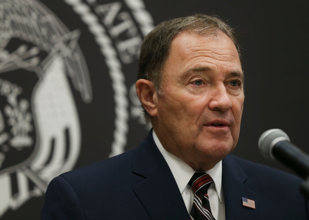 (Laura Seitz | Deseret News, via pool) Gov. Gary Herbert speaks at the state of Utah's weekly COVID-19 briefing at the Capitol in Salt Lake City on Thursday, Sept. 3, 2020.