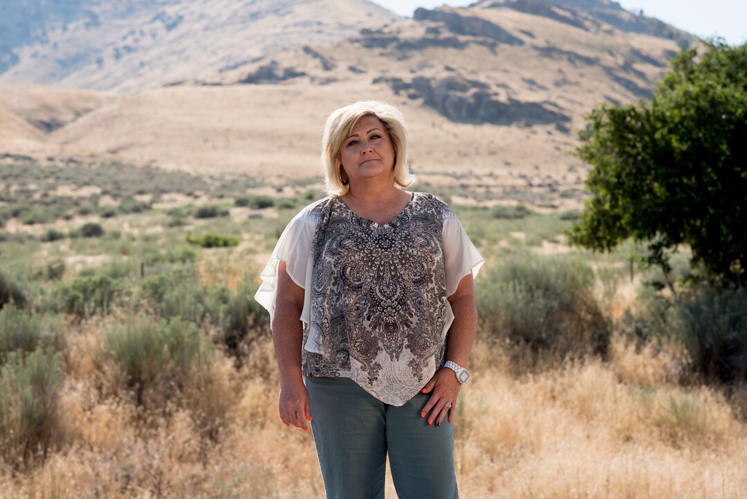 (photo courtesy Chris Federer)  Kris Udy at her Promontory ranch located about 10 miles from the landfill site.