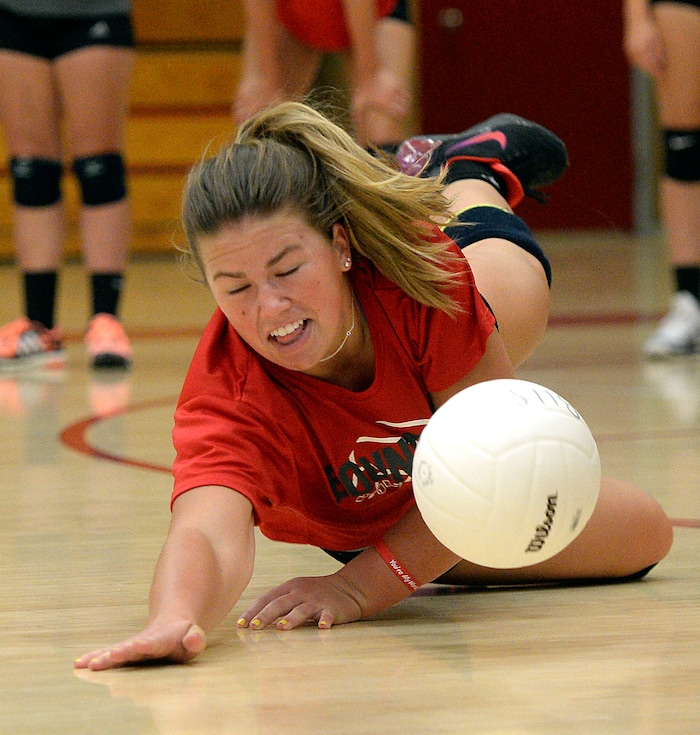 (Al Hartmann  |  The Salt Lake Tribune)  
Bountiful High School volleyball libero Holland Vande Merwe practices with the Braves in August 2017.