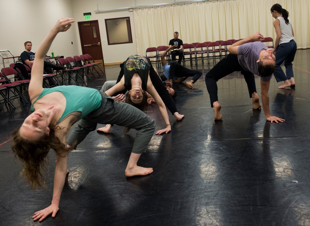 (Rick Egan  |  The Salt Lake Tribune)     Ririe-Woodbury dancers rehearse for their show next week, and for their upcoming international tour to South Korea and Mongolia. Wednesday, April 18, 2018.