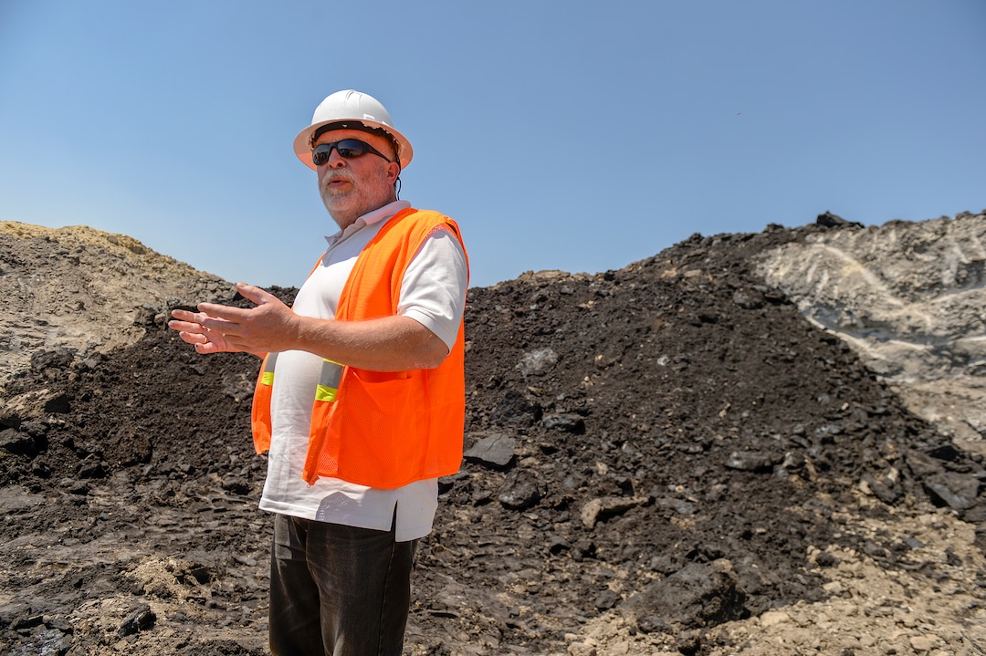 Leah Hogsten  |  The Salt Lake Tribune   "All the the gray clay we have found in association with the oil sands has very low permeability," said Donald Clark, a geologist with Petroteq Energy at the company's Uinta Basin quarry on Asphalt Ridge, Thursday, June 14, 2018. "We are going to line the floor the mine before we use the post-process sands as a reclamation material. This will ensure it is encapsulated, even though itÕs clean, as an extra measure of protection.Ó Petrotech Energy claims to have perfected a process to extract commercial quantities of crude from the Unita BasinÕs vast tar sands in a cost-effective, yet environmentally friendly manner using a proprietary cocktail of solvents. 