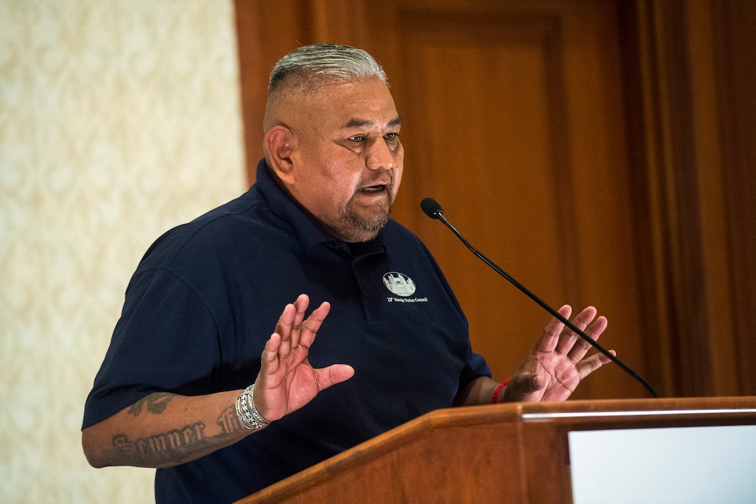 (Chris Detrick  |  The Salt Lake Tribune) Davis Filfred, Council Delegate, Navajo Nation, speaks during a press conference at the Salt Lake Marriott City Center Monday, December 4, 2017.  