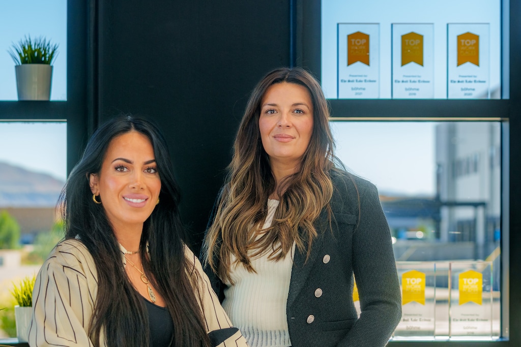 (Trent Nelson | The Salt Lake Tribune) Böhme founders Fernanda and Vivien Böhme at the company's headquarters in Draper on Tuesday, Sept. 26, 2023. The sisters left Rio de Janeiro as children with their family and settled in Provo. They now oversee 18 retail stores and are building their online presence with their on-trend fashion brand.