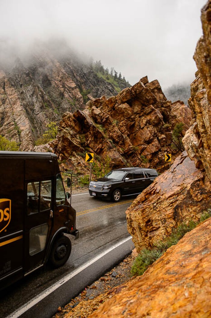 (Trent Nelson | The Salt Lake Tribune)
Traffic on the road through Big Cottonwood Canyon, Friday May 11, 2018.