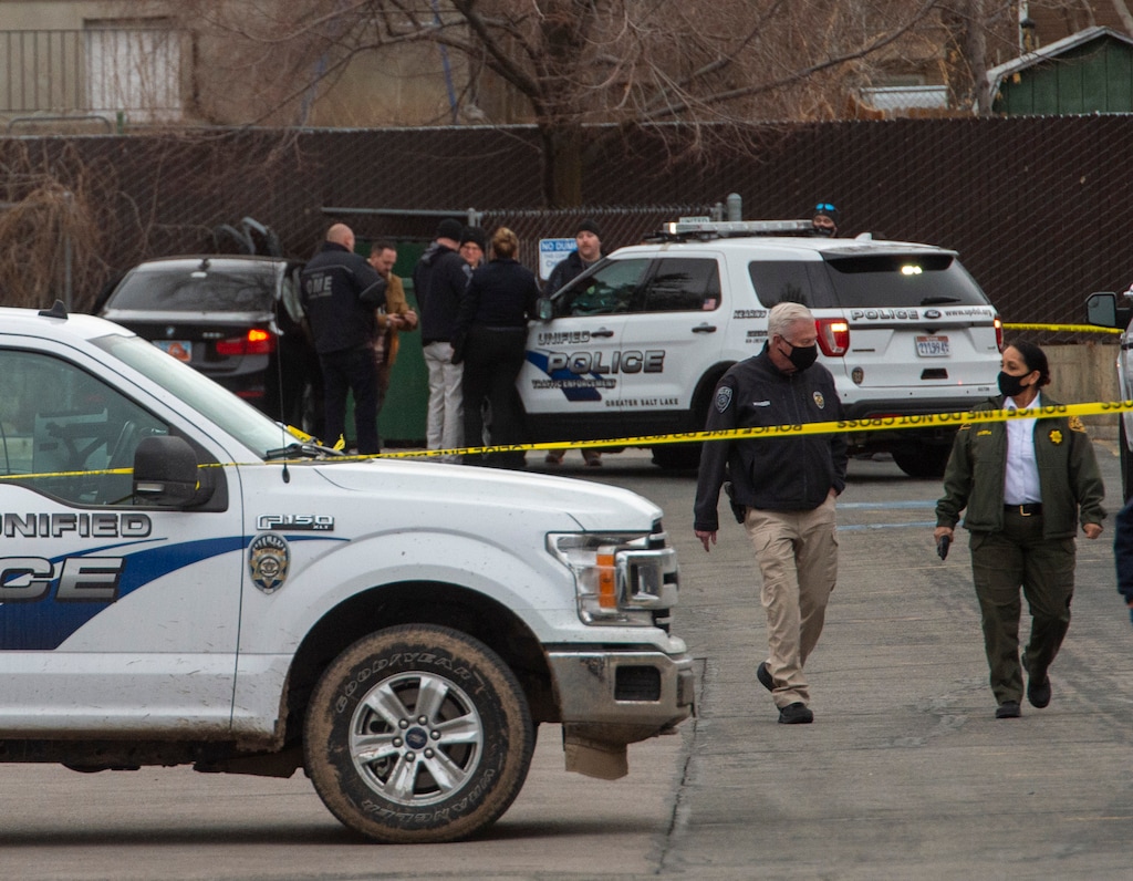 (Rick Egan | The Salt Lake Tribune) Salt Lake County Sheriff Rosie Rivera at the scene of a homicide in Kearns, on Tuesday, March 9, 2021.