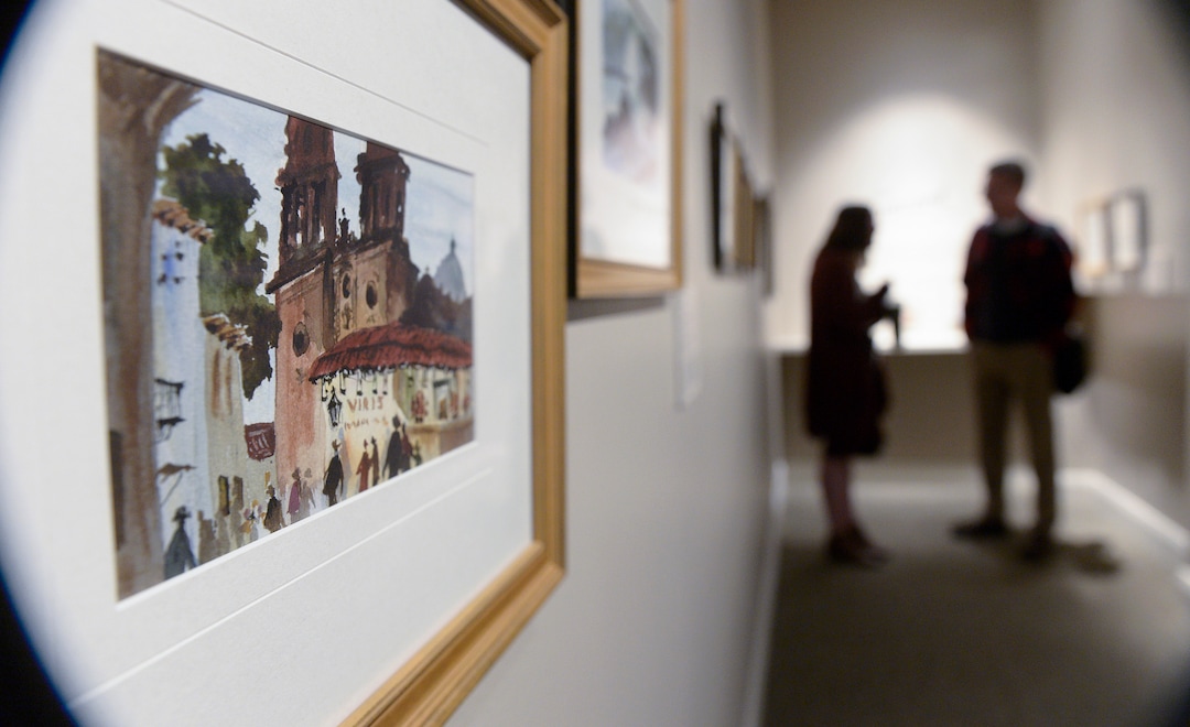 Leah Hogsten  |  The Salt Lake Tribune   "Cityscape (Mexico-Nighttime), undated."  Henry Eyring's extensive watercolor collection, on display now through January 21, 2019 at the Church History Museum. The collection, titled: “A Visual Journal: The Artwork of Henry B. Eyring,” reveals Eyring's memories with family, friends and trips. Eyring is second counselor in the First Presidency of The Church of Jesus Christ of Latter-day Saints.  