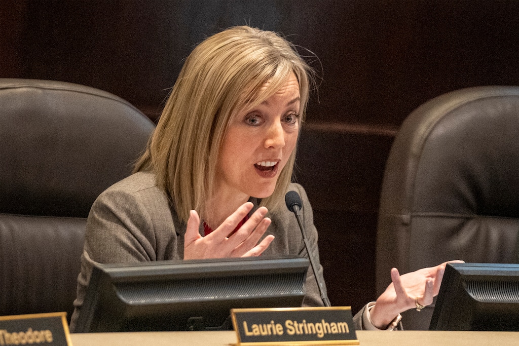 (Rick Egan | The Salt Lake Tribune) Salt Lake County Council member Aimee Winder Newton speaks at a council meeting on Tuesday, Nov. 4, 2025 in Salt Lake City.