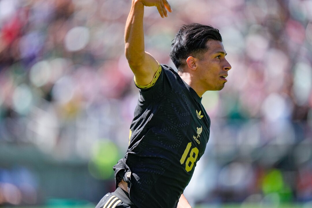 (Francisco Kjolseth  | The Salt Lake Tribune) Ángel Sepúlveda, 18, of Mexico celebrates a goal as the Mexico Men’s National Team takes on Switzerland in a MexTour match at Rice-Eccles Stadium on Saturday, June 7, 2025.