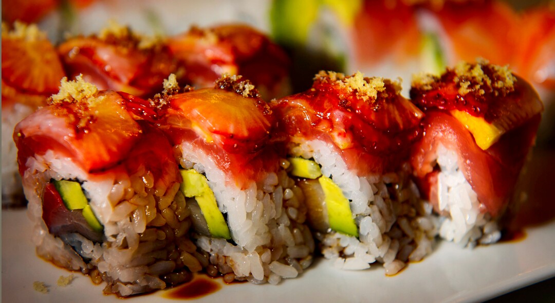 (Steve Griffin  |  The Salt Lake Tribune)  The Orchid Roll at Soy's Sushi Bar & Grill in Murray.