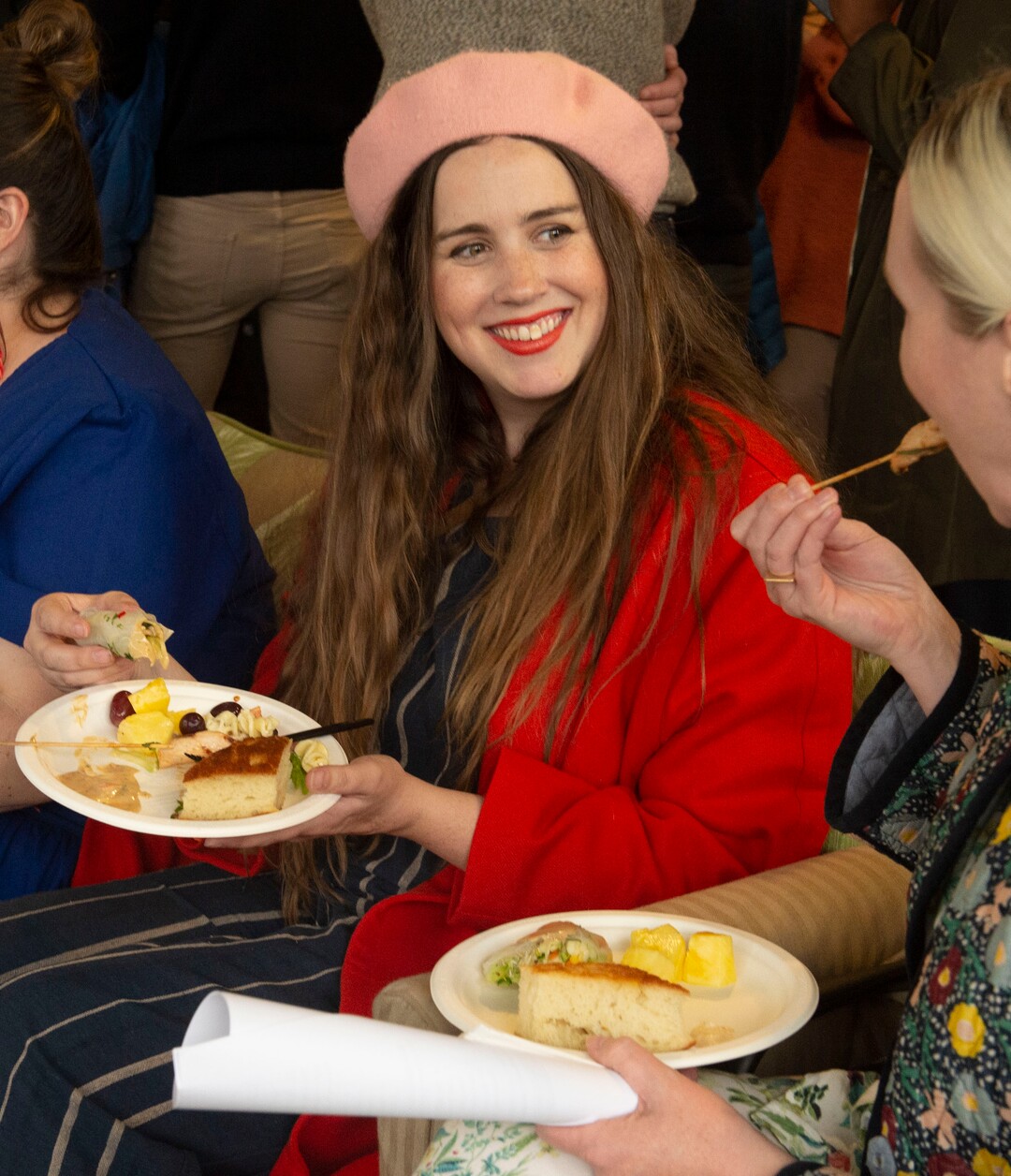 (Rick Egan  |  The Salt Lake Tribune)  Social media influencers Caitlin Boyes, left, and Brittany Jepsen share a laugh during a preview event for "Norma," at the Utah Opera Production Studios, Monday, April 15, 2019.