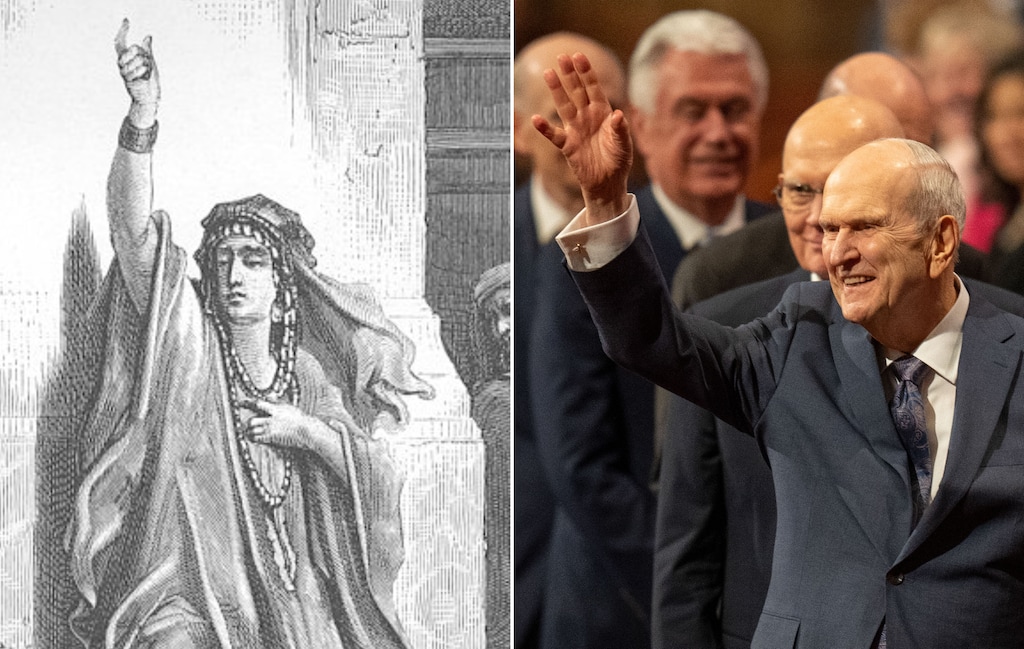 (Gustave Doré; Rick Egan | The Salt Lake Tribune) Left: The prophetess Deborah as told in the Book of Judges in the Old Testament. Right: President Russell M. Nelson of The Church of Jesus Christ of Latter-day Saints after a session of General Conference. Prophets were not expected to be part of the priestly leadership in ancient times, a distinction from today's Latter-day Saint tradition.