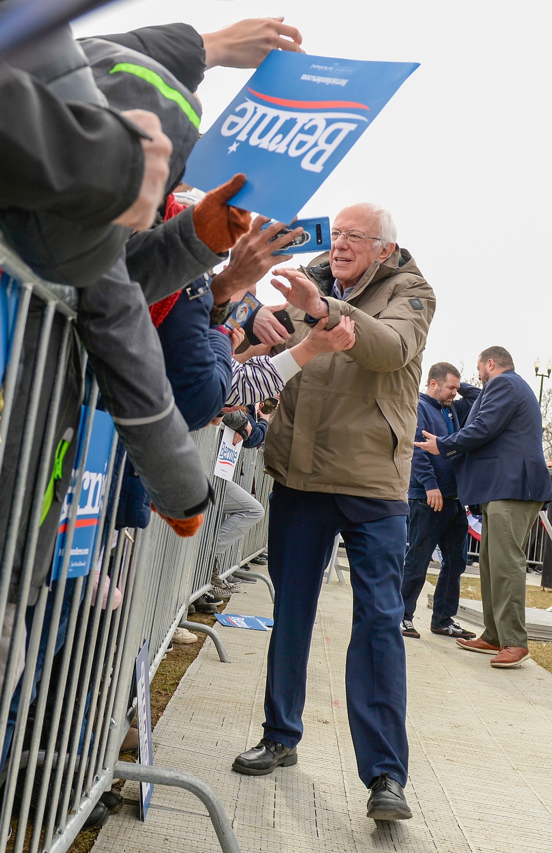 (Leah Hogsten  |  The Salt Lake Tribune) Vermont Sen. Bernie Sanders greets his supporters at his rally at Utah State Fairpark, Mar. 2, 2020, one day before UtahÕs Super Tuesday primary.