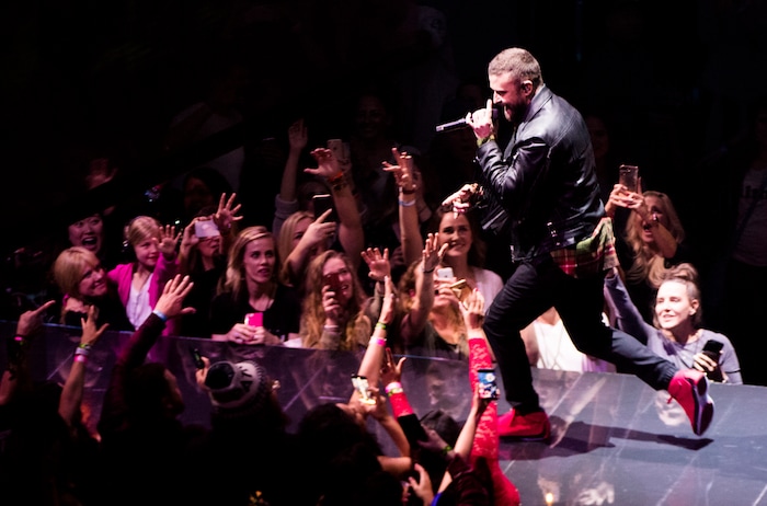 (Rick Egan  |  The Salt Lake Tribune)   Justin Timberlake performs at Vivint Smarthome Arena in Salt Lake City, Thursday, April 12, 2018.