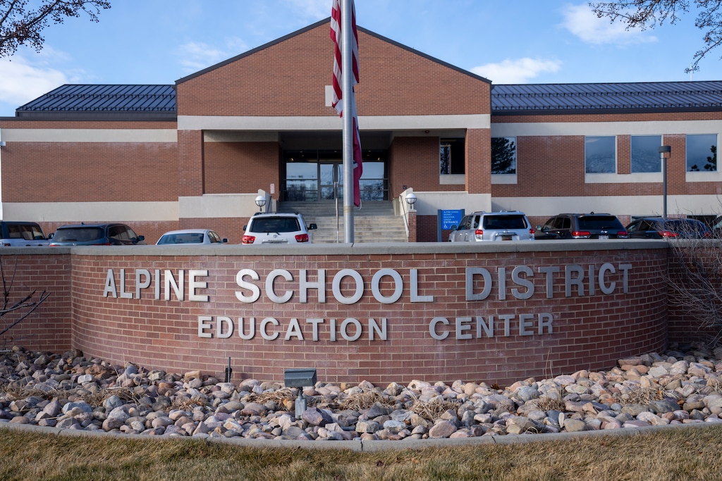 (Rick Egan | The Salt Lake Tribune) Alpine School District headquarters in American Fork, on Tuesday, Jan 7, 2025. Utah County voters last year decided to divvy up Alpine into three separate districts.

