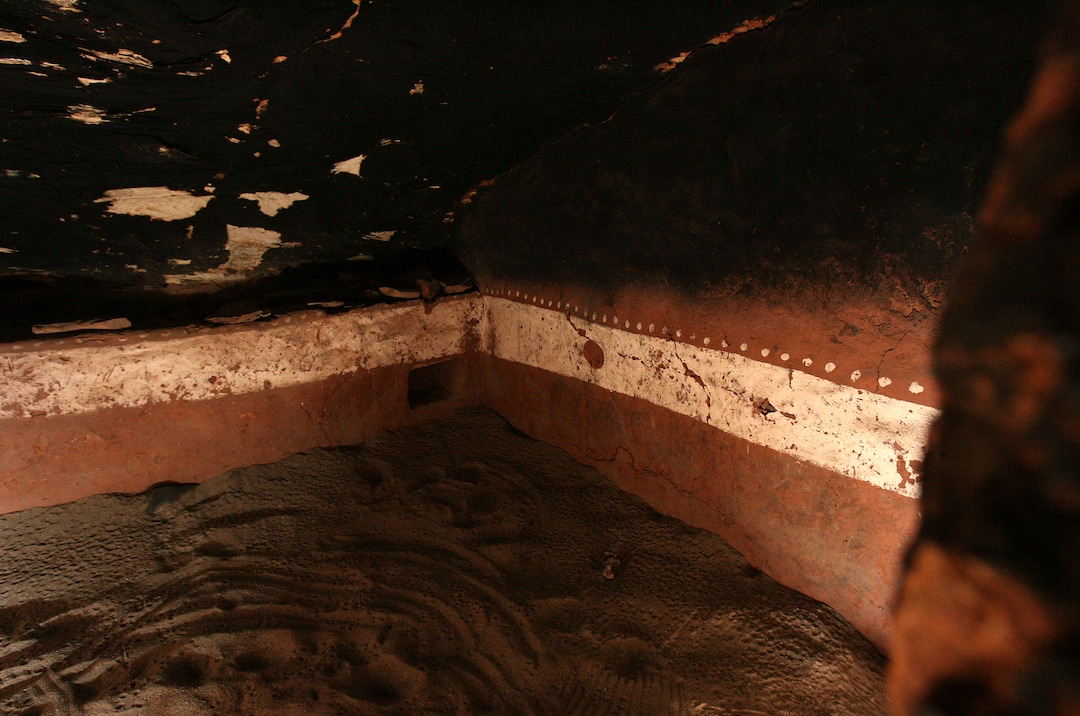 (Leah Hogsten  |  Tribune file photo)  Moon House is aptly named for a "moon" image in the preserved paint and plaster used (at left, in the room). Moon House is a Pueblo III-period cliff dwelling located in southeastern Utah on Cedar Mesa in McLoyd's Canyon. It was created by the Anasazi or Ancestral Puebloan peoples between 1150 and 1300 A.D.  