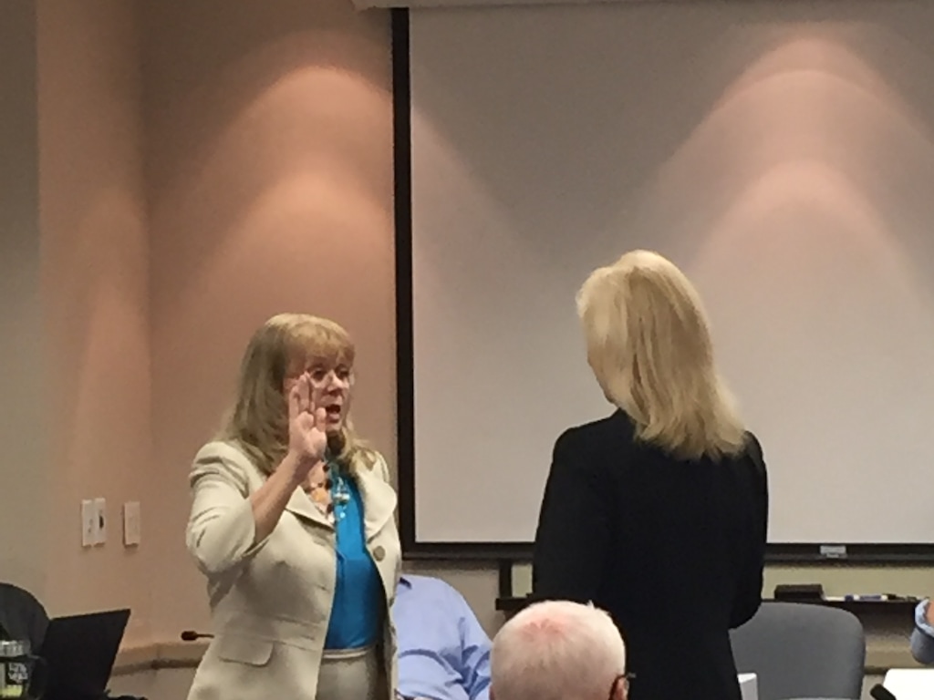 (Courtesy  | Ann Granato) Ann Granato is sworn in Tuesday, June 5, 2018, as the newest member of the Salt Lake County Council. She is filling the vacancy left by the recent death of her husband, Sam Granato.