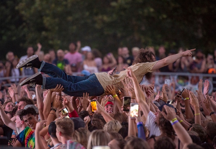 (Rick Egan  |  The Salt Lake Tribune)      Brothers Kevin and Jeff Saurer perform as Hippie Sabotage, at the twilight concert series, at the Gallivan Center, Saturday, July 20, 2019.