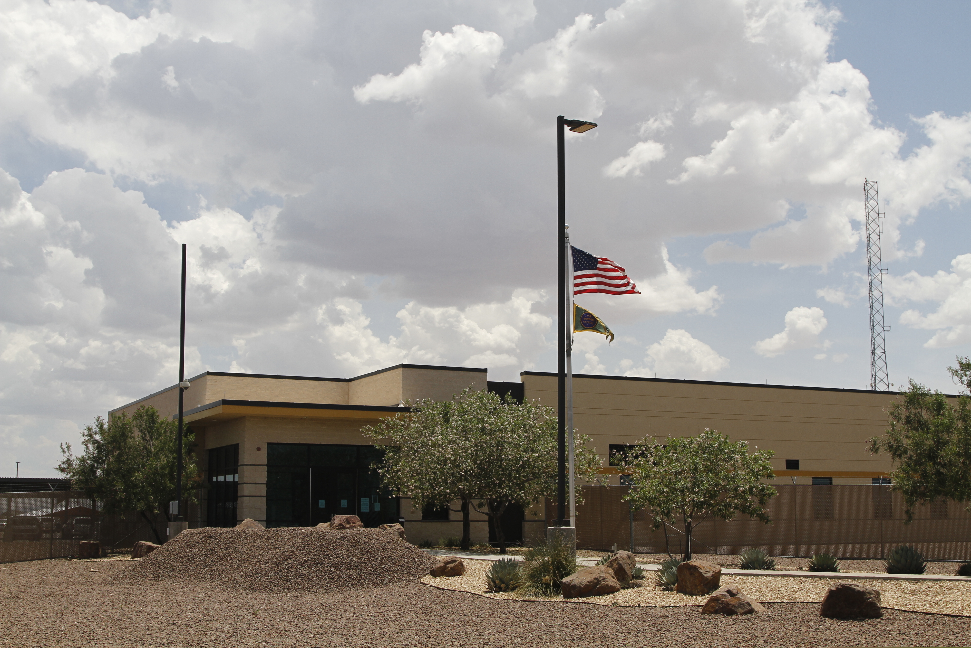 (Cedar Attanasio | AP file photo)  The entrance to the Border Patrol station in Clint, Texas, Wednesday, June 26, 2019. Migrant children being housed at the Border Patrol facility near El Paso appeared mostly clean and were being watched by hallway monitors on Wednesday, less than a week since they reported living there in squalid conditions with inadequate food, water and sanitation.