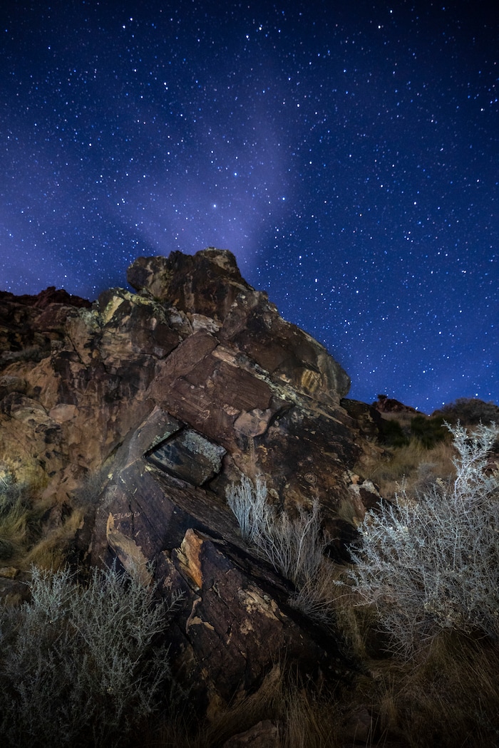(Leah Hogsten | The Salt Lake Tribune) The Parowan Gap has been researched by an astronomer and archaeologists who believe the petroglyphs are based on astronomical events, depicting the movement of the sun, moon and stars as a means to track and chart seasonal changes including the summer and winter solstices and the equinoxes among native people, Mar. 20, 2021.