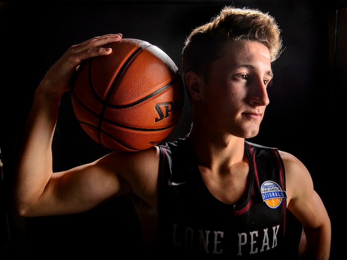 (Steve Griffin  |  The Salt Lake Tribune)  Prep basketball Chantry Ross, Lone Peak, in the Salt Lake Tribune studio in Salt Lake City Tuesday April 10, 2018.