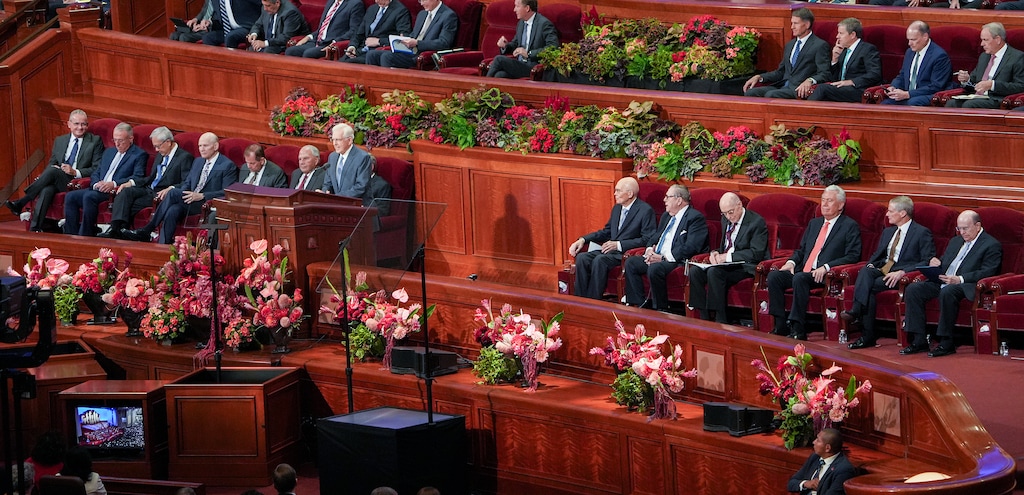 (Chris Samuels | The Salt Lake Tribune) Members of the Quorum of the Twelve Apostles at General Conference in October.