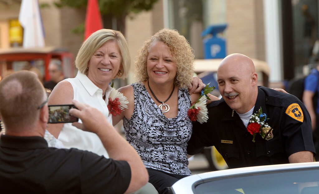 Al Hartmann  |  The Salt Lake Tribune 
Salt Lake City Mayor Jackie Biskupski, center, poses for a photo before the 2016 Days of ’47 Parade. Thousands attended the parade in downtown Salt Lake City celebrating Utah's heritage and spirit.