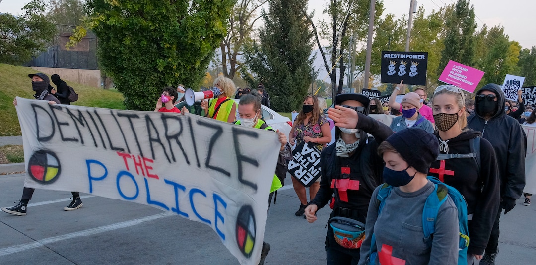 (Leah Hogsten  |  The Salt Lake Tribune) Protesters walk to the University of Utah as Vice President Mike Pence and Sen. Kamala Harris face off in their one and only debate at Kingsbury Hall, Oct. 7, 2020.