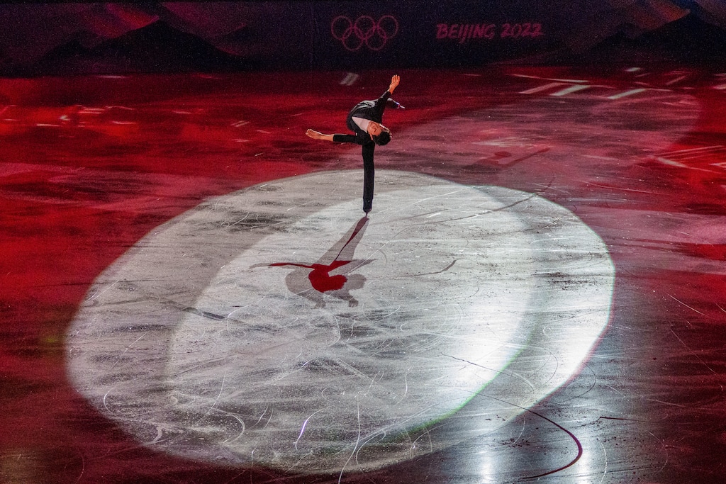 (Trent Nelson  |  The Salt Lake Tribune) Nathan Chen performs in the figure skating exhibition gala at the 2022 Winter Olympics in Beijing on Sunday, Feb. 20, 2022.