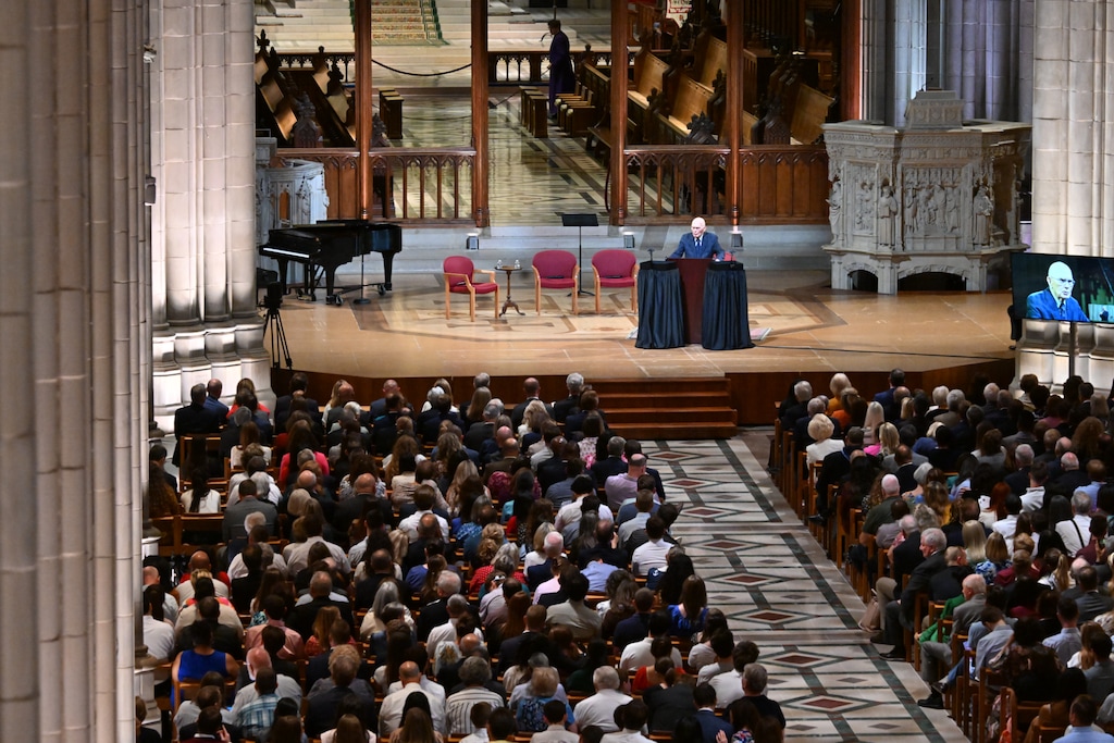 (The Church of Jesus Christ of Latter-day Saints) President Dallin H. Oaks speaks at the Washington National Cathedral on Wednesday, Sept. 16, 2026.