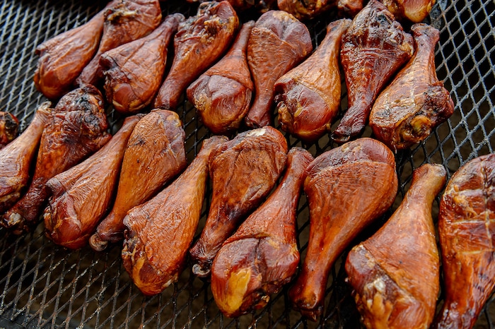 (Trent Nelson | The Salt Lake Tribune) Turkey legs at Hog Daddy's at the Utah State Fair in Salt Lake City, Thursday September 7, 2017.