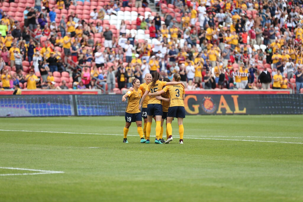 (Photo courtesy Utah Royals) Utah Royals players celebrate after Saturday's win over the Houston Dash at Rio Tinto Stadium.