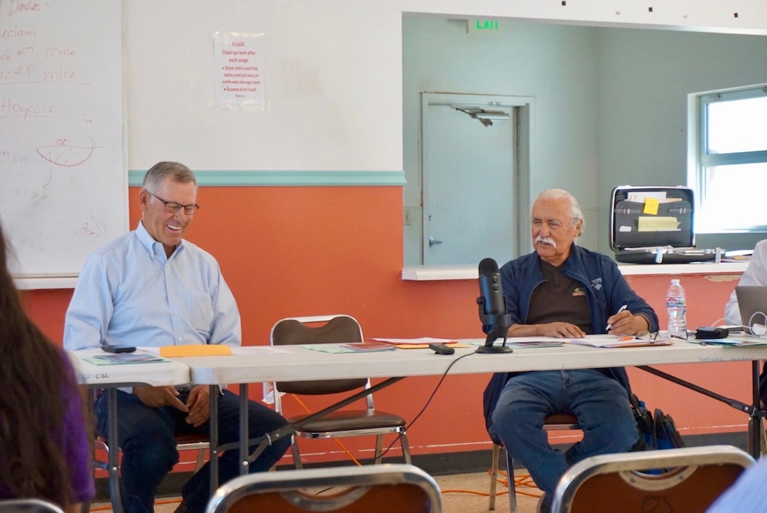 (Zak Podmore  |  The Salt Lake Tribune) San Juan County Commissioners Bruce Adams (left) and Willie Grayeyes preside over a meeting in Oljato-Monument Valley, Utah, on Tuesday, July 2, 2019. It was the first regular San Juan County commission meeting to be held on the Navajo Nation.